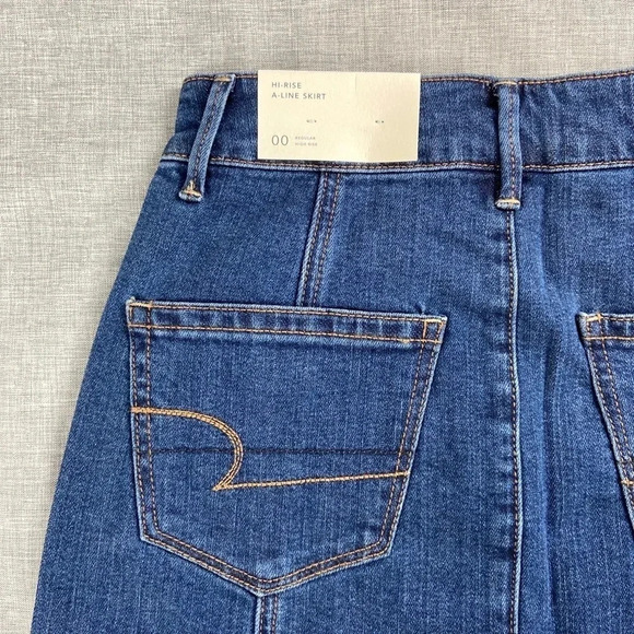 American Eagle Denim Button A-Line Skirt NWT - Picture 7 of 9